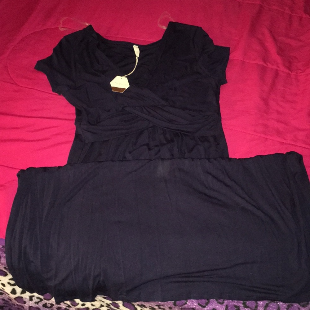 Pink blush maxi dress navy blue make an offer